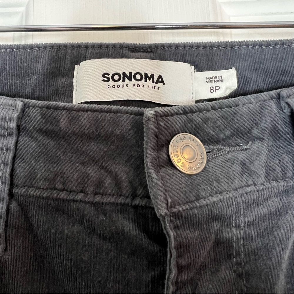 Sonoma Petite Grey Mid-Rise Skinny Leg Corduroy Pants - Picture 4 of 5